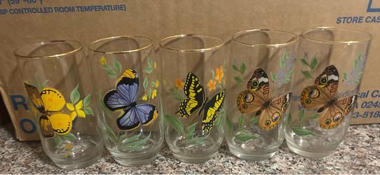 Vintage West Virginia Glass Company Butterfly Tumblers