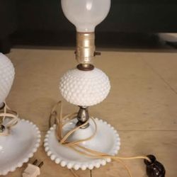 Hobnail Milk Glass Lamps. In Great Woeking Condition