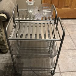 Two metal rolling carts 