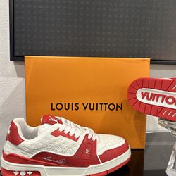 Red Louis Vuitton (LV) Trainer Sneaker