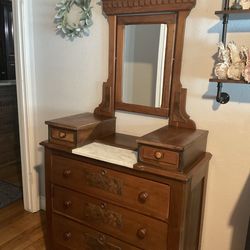 Antique Dresser with marble and mirror Late 1800s