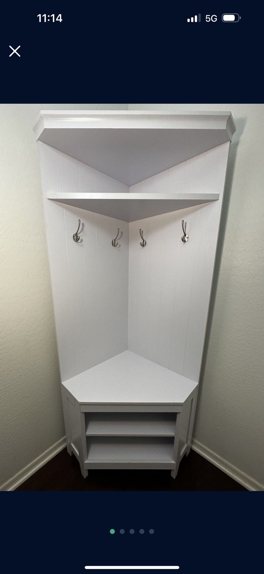white coat and shoe rack storage