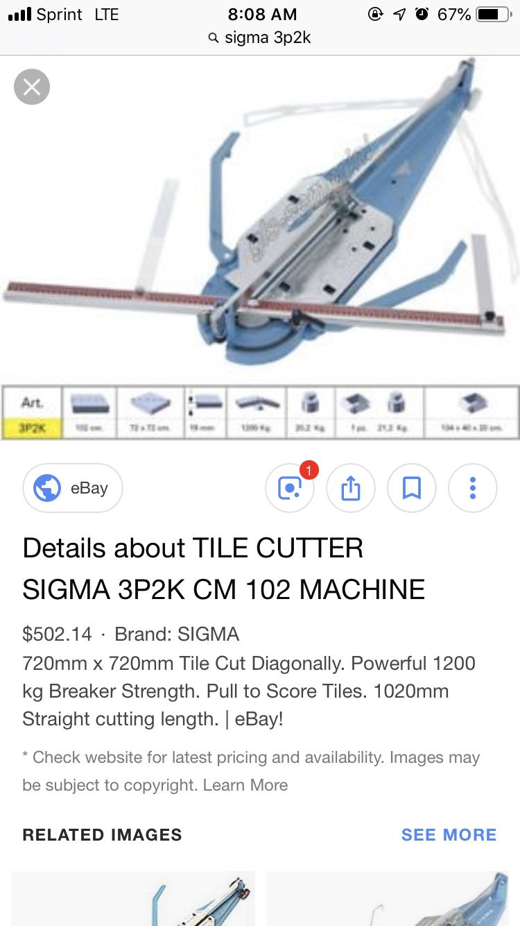 Sigma 40 “ tile cutter model # 32PK