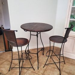 Bistro Set Pub Table And 2 Stools Chairs