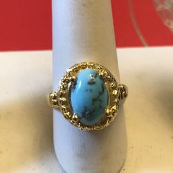 18k solid authentic yellow Gold,real &best turquoise (firozeh nyshabour)NEW,custom hand made,7.45 grams,size 8,please look at all pictures for more d