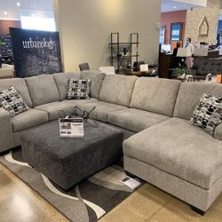 Brand New Ballinasloe Light Gray 3 Piece Sectional With Chaise #Couch #sofa #Sectional #livingroom ‼️$20 Down Payment Finance Take Home 