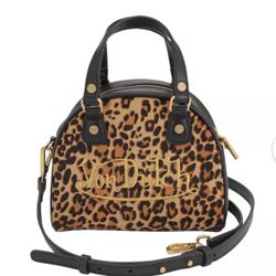 Leopard Vegan Pony Hair Mini Bowling Bag - Von Dutch