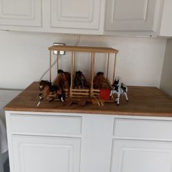 Horse Stable And Horses