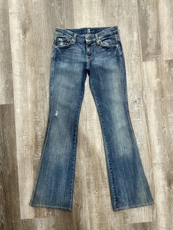 7 For All Mankind Bootcut Jeans Blue Denim Embroidered Stretch Pockets Women's