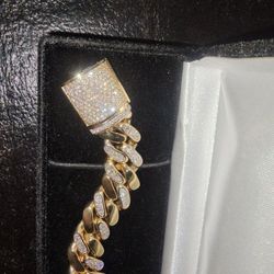 Custom Made Solid Diamond Cuban Link Bracelet 