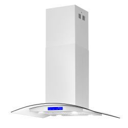 New Open Box 36" Stainless Steel Island Range Hood with Digital Touch Controls, Glass Canopy