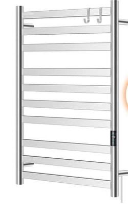 New DELAVIN Bath Fast Heating Towel Warmer Electric Heated Drying Rack or Wall Mount White -10 Bars