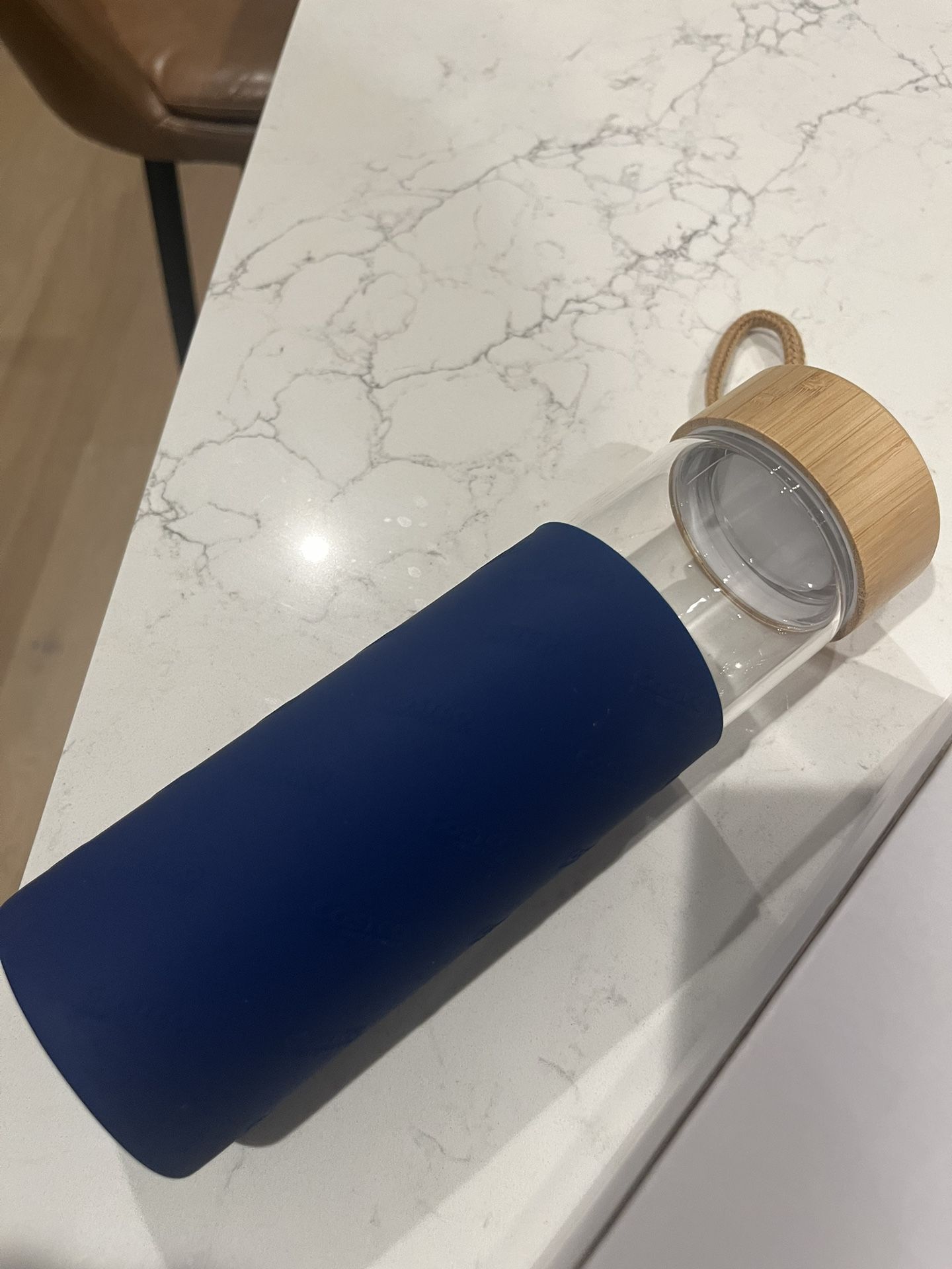 Costco Branded Glass Borosilicate Reusable Bottle With Bamboo Cap