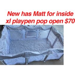 New pop up xl play pen has inside Matt just taken out for pictures $70 firm cash only pick up only address will be provided when ready to come by