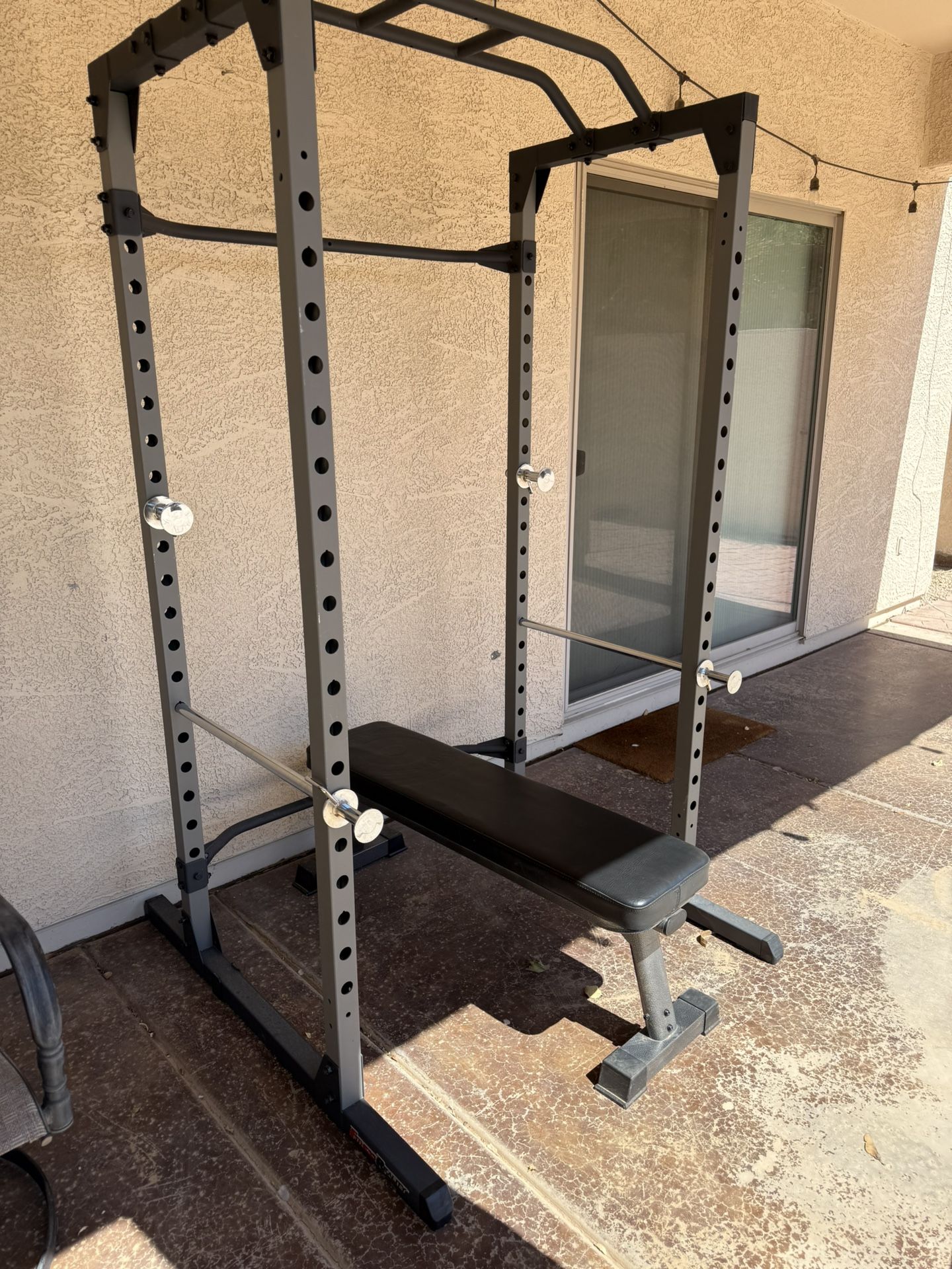  Fitness Reality Power Rack + Finer Form Flat Bench – Home Gym Setup