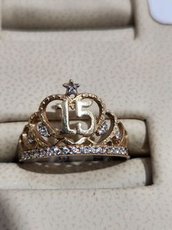 Quince ring 14kt gold anillo de quinceañera oro 15 años