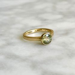 Handmade 14k Gold, .97ct Bi-Color Montana Sapphire Engagement Ring, Size 6