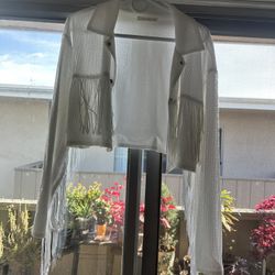 Super Unique Sparkling Cropped Jacket With Sleeves Fringes, Buy It And Get Another One For Free 
