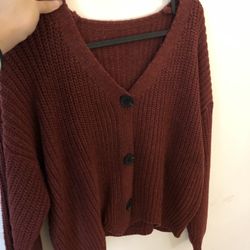 Burgundy Woven Cardigan