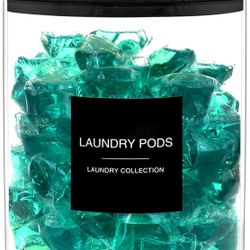Laundry Pods Container with 27 Labels, Glass Jars for Laundry Room Organization