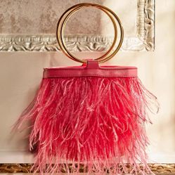 NWT FREE PEOPLE Crest Feather Clutch - Pink SOLD OUT 
