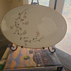 Noritake Andrea 5524 Oval Serving Platter 12.5” Japan Gold Trim Vintage
