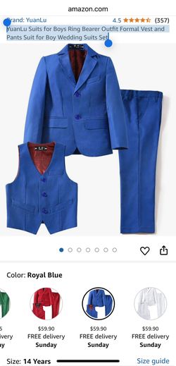 YuanLu Suits for Boys Ring Bearer Outfit Formal Vest and Pants Suit for Boy Wedding Suits Set