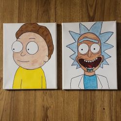 Rick and Morty portraits on canvas 