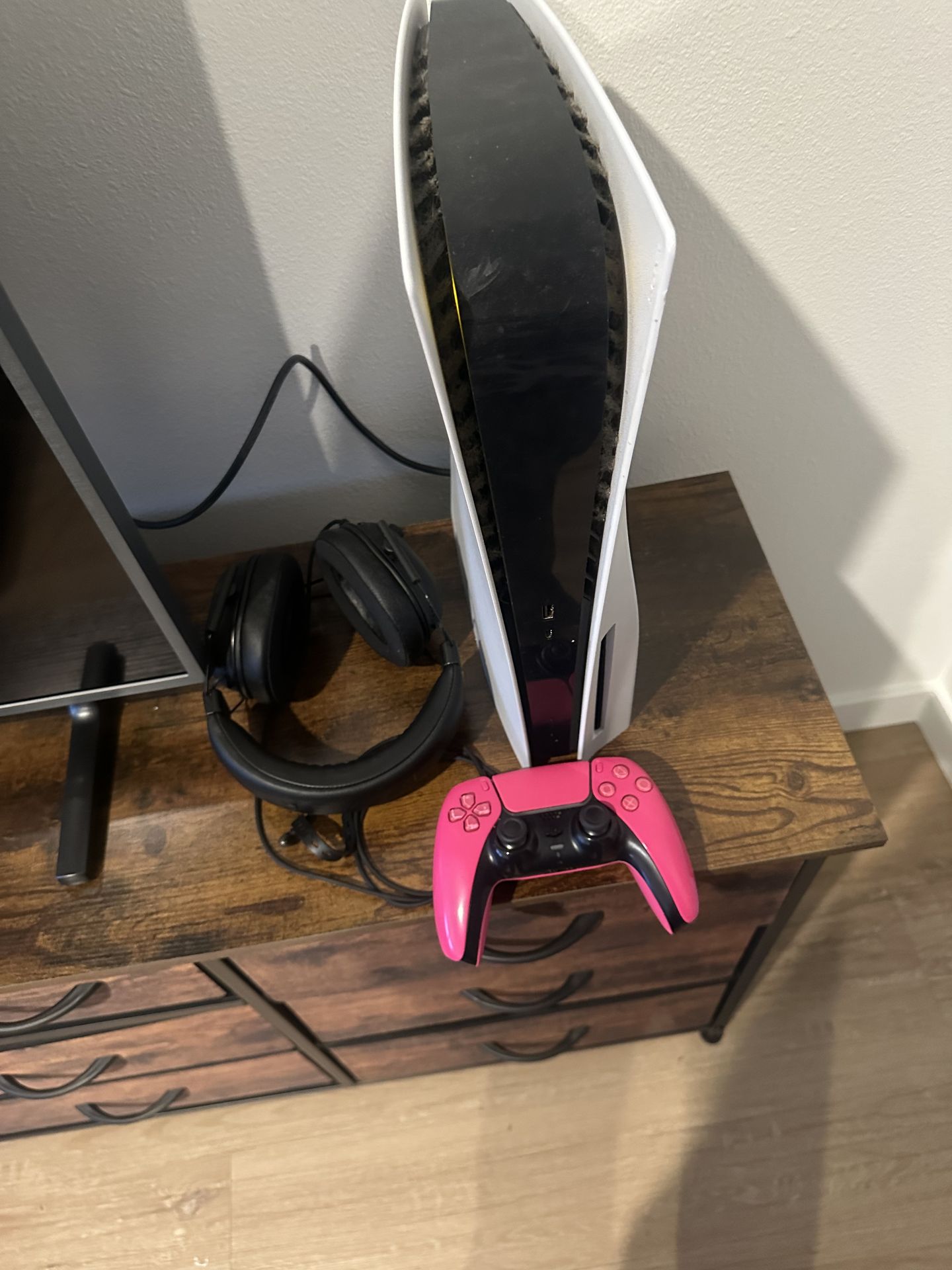 PlayStation 5 with color controller and hadset