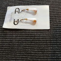 Fenton Hand Painted Teardrop Earrings 