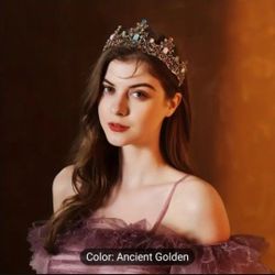 Colorful Gemstone Alloy Crown Hairband