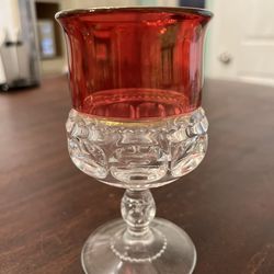Tiffin Franciscan King's Crown Thumbprint Ruby Red Water Goblet