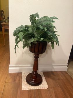 Tall Wood Turned Pedestal Plant Stand