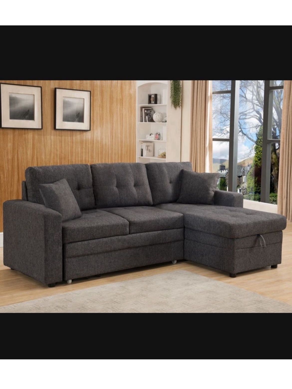 New! REVERSIBLE Comfy Sofa With Pullout Sleeper!