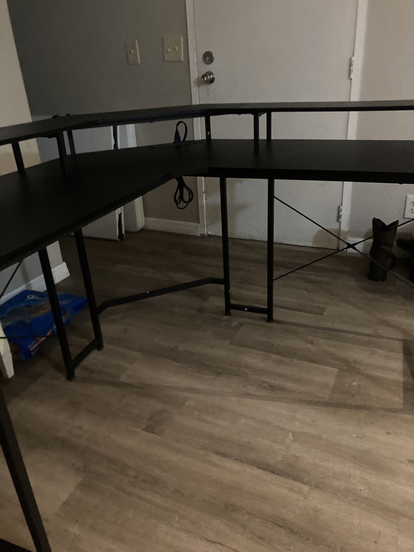 L shaped Black computer desk