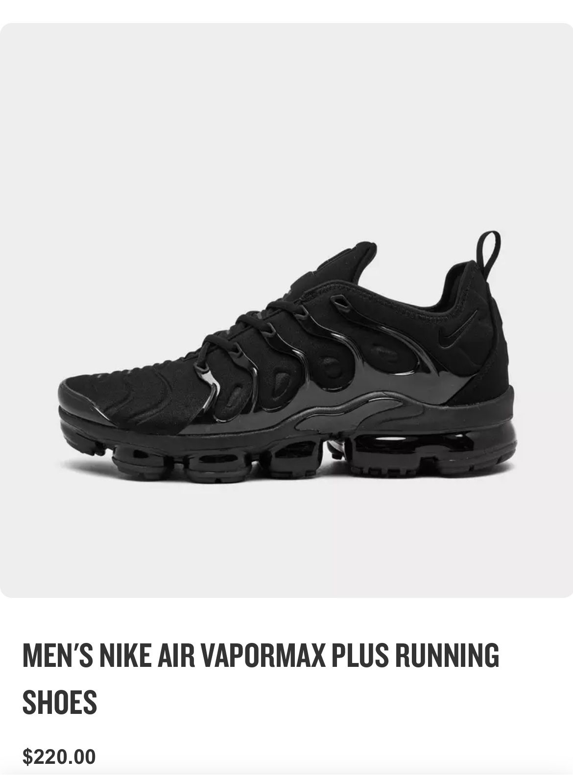 Nike Air Vapormax Plus Men’s Black Size 9.5