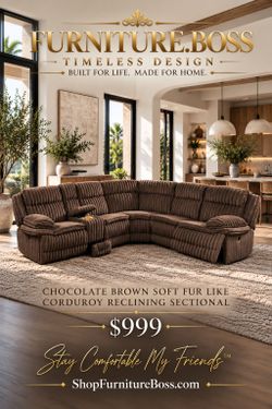 Chocolate Brown Corduroy Reclining Sectional Sofa
