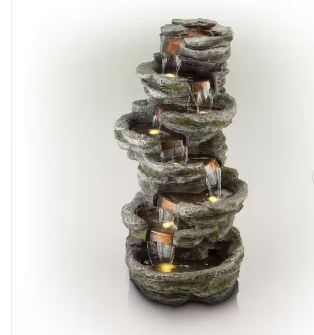 Rainforest Rock Water Fountain With LED Lights