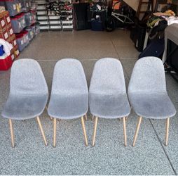 Set of 4 Gray Mid-Century Fabric Dining Chairs