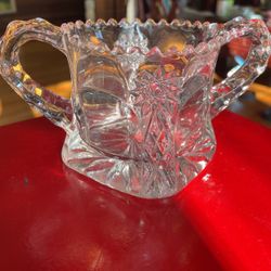 Vintage Double Handled Lead Crystal Sugar Bowl