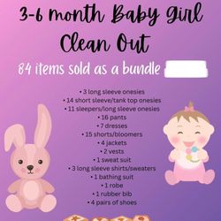 3-6 Month Baby Girl Clothes Bundle - 84 Items