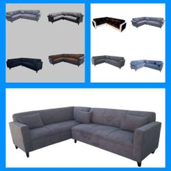 BRAND NEW 7X9FT SECTIONAL COUCHES SOFA CHAISE, Dark Granite FABRIC, CUSTOM MADE AVAILABLE 