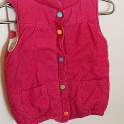 Girls 6 Hot Pink Corduroy Polka Dot Lined Warm Thick Vest Coat Carters CXP - 200 - CG10
