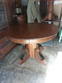 Antique Dining Room Table with Misson Style Base
