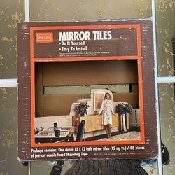 Vintage Sears Mirror Tiles – Gold Fleck – NOS – 12 Pack (12”x12”)