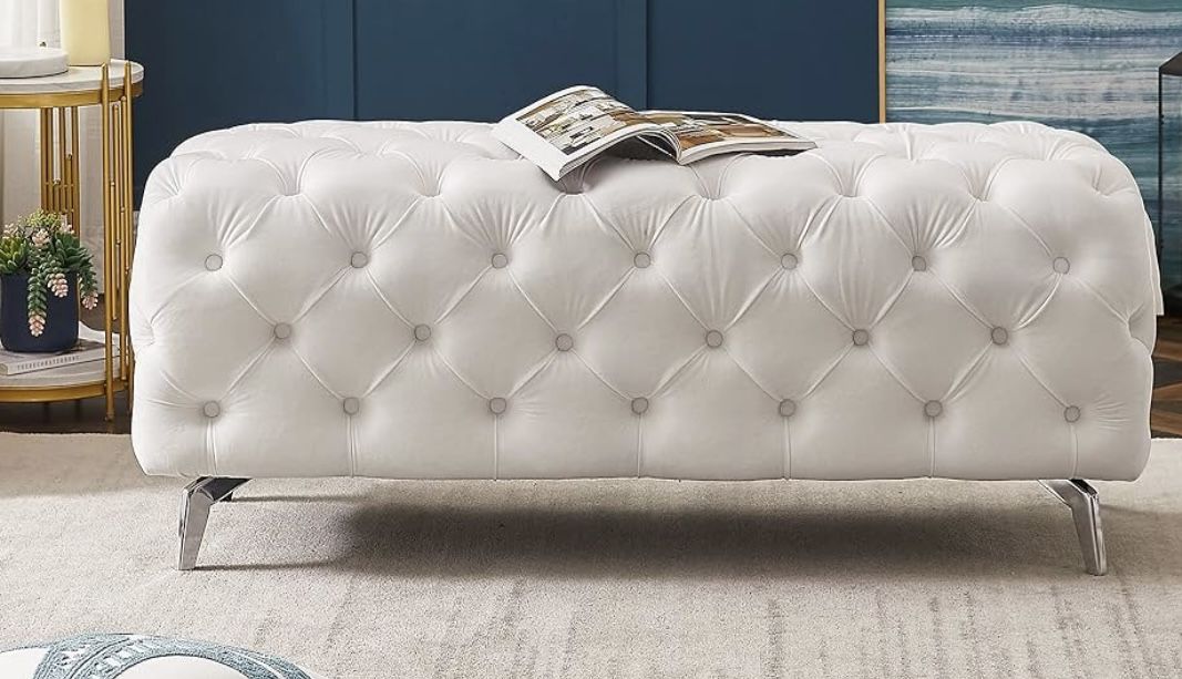 Brand NEW WHITE TUFFED OTTOMAN
