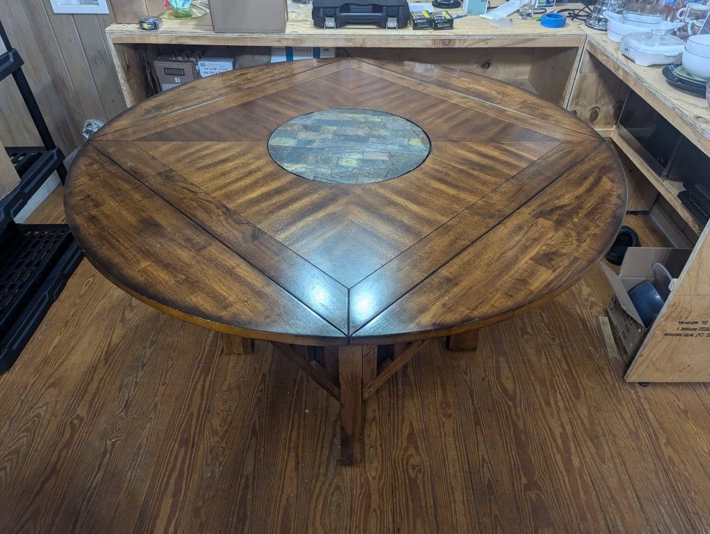 Convertible Counter High Table with Lazy Susan and Underneath Storage