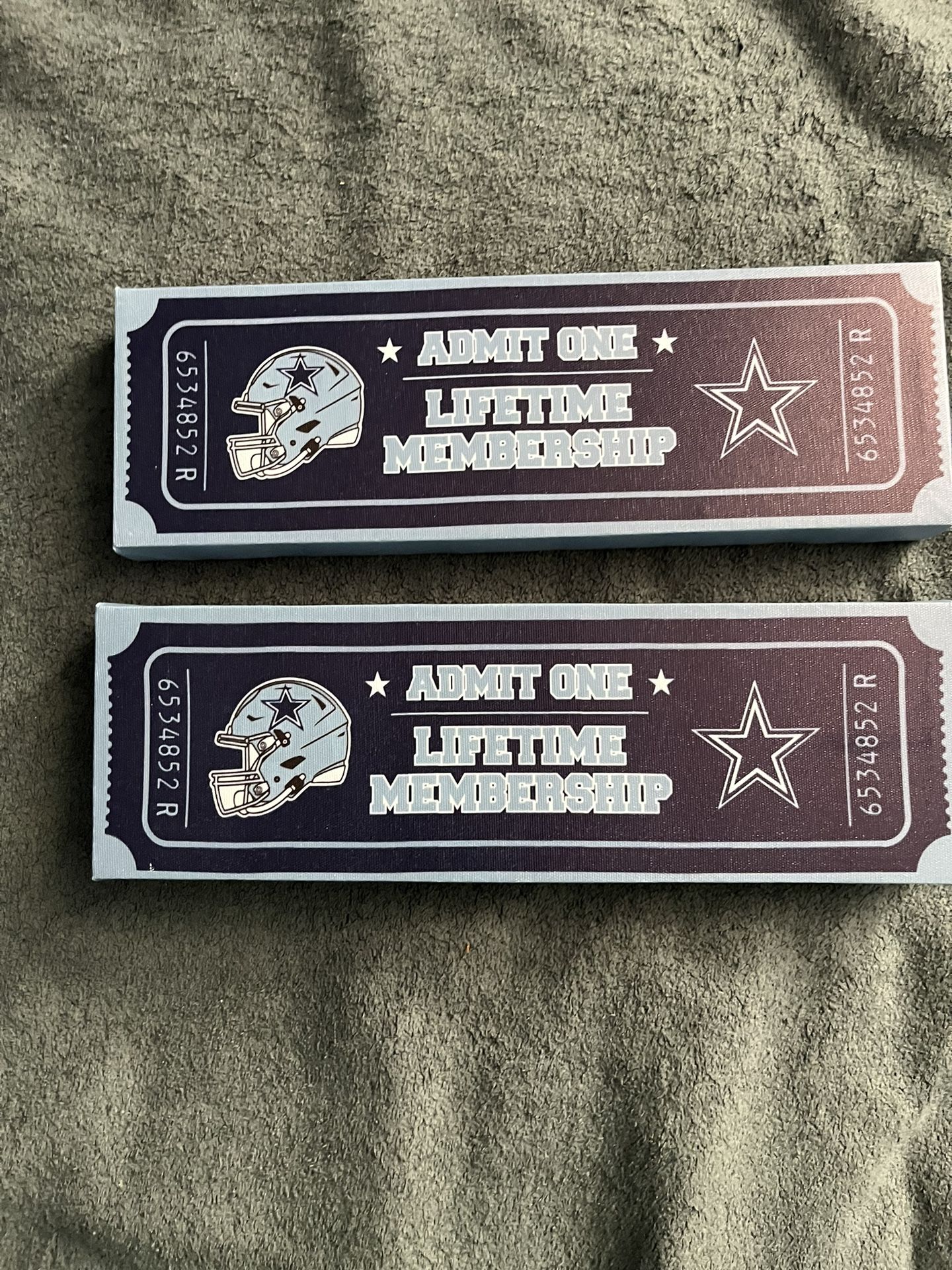 Dallas Cowboys Admit One Lifetime Membership Decorative Canvas Ticket