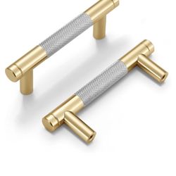 Gold And Silver Knurled Drawer Handles
