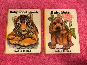 Set of 2 Children’s Book, Baby Pets, Baby Zoo Animals, Hardback, 1983